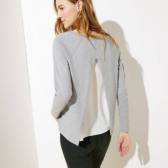 LOFT Tops - LOFT SPLIT BACK MIXED MEDIA SWEATSHIRT